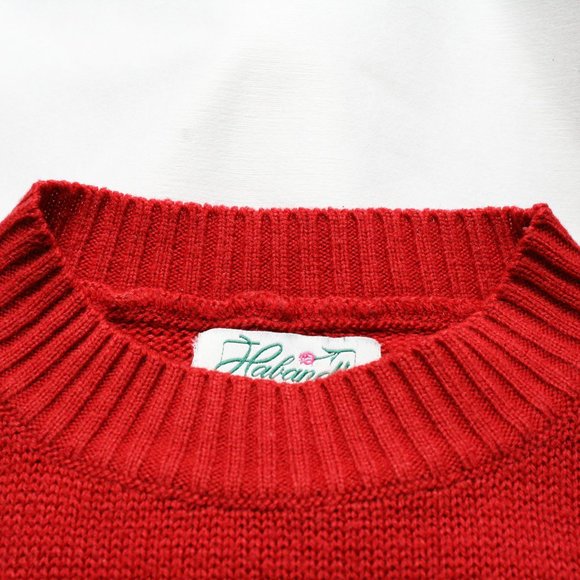 Women's Red Knitted Sweater - Picture 5 of 6
